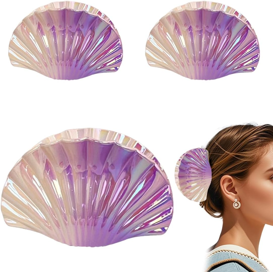 GXGM Gradient Color Hollow Out Shell Hair Clips for Women and Girls 3Pcs (A) image number 3