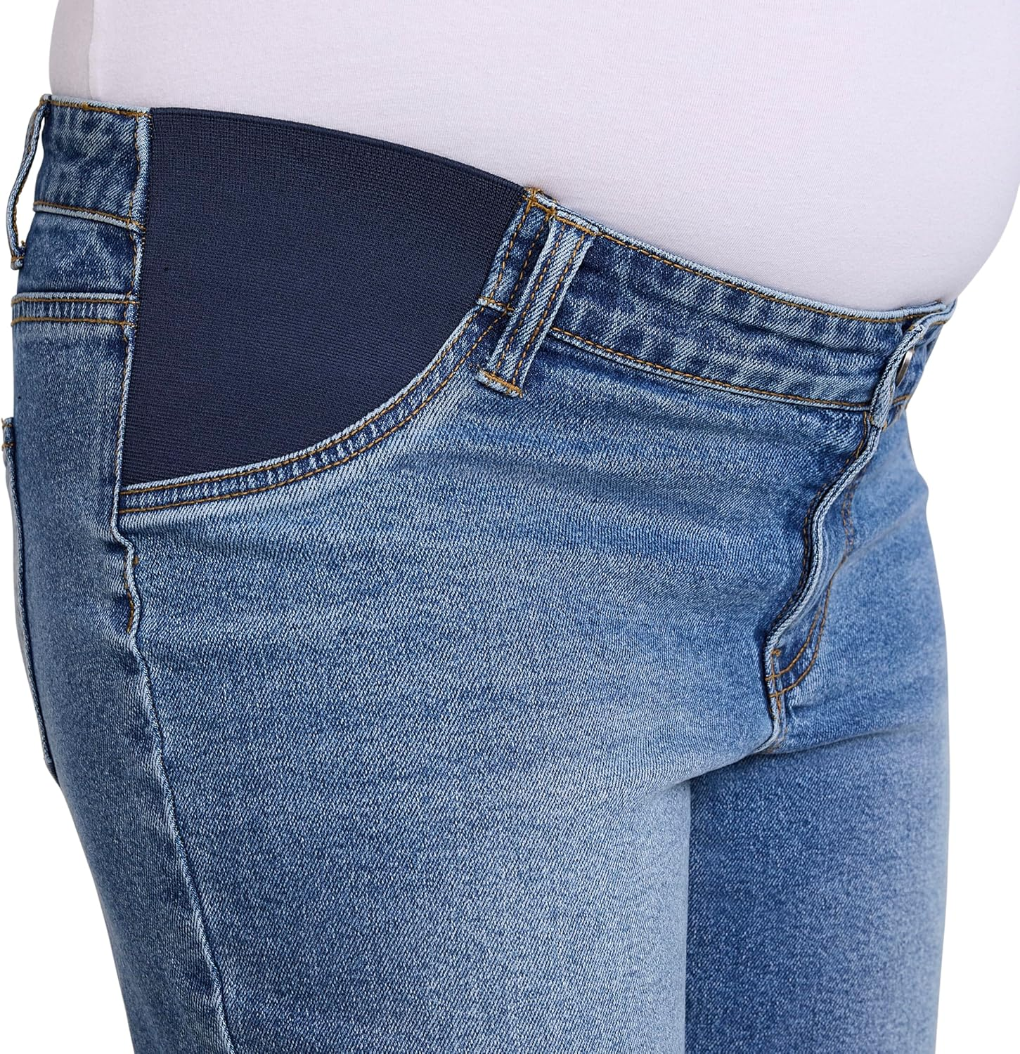Motherhood Maternity Women'S under the Belly Wide Leg Crop Pregnancy Jeans with Elastic Inset Panels image number 5