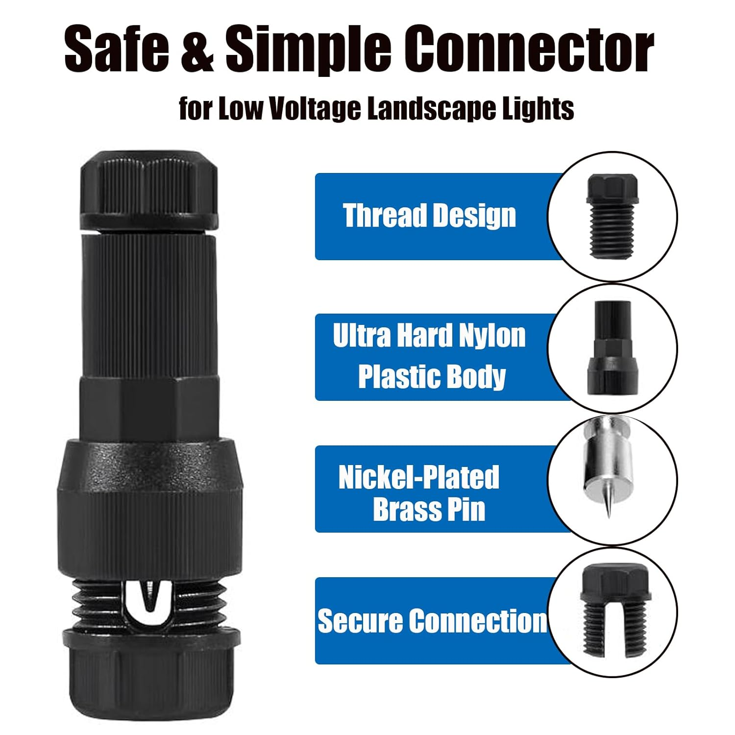 DIANN 20Pcs Low Voltage Fastlock Wire Connectors 12-14 Gauge Cable Connector Work Waterproof for Landscape Lighting Path Lights Outdoor Lighting image number 1