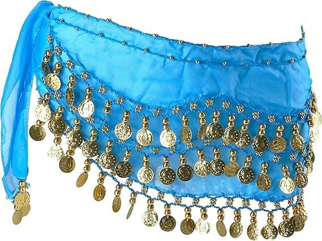 Dingllidinghong Belly Dance Hip Scarf,Belly Dancing Skirt with 128 Gold Coins,Belt Scarf Skirtfor Dance for Yoga Class