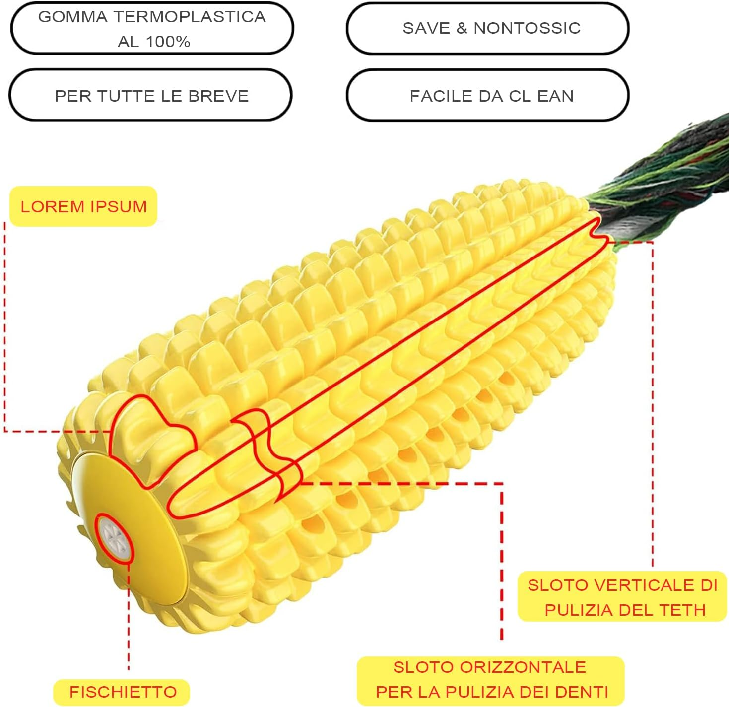 Esshogo Puppy Interactive Corn Toy with Toothbrush and Clean Teeth Dog Toys Interactive Chew Toy with Corn Sticks for Small Medium Large Dogs image number 3
