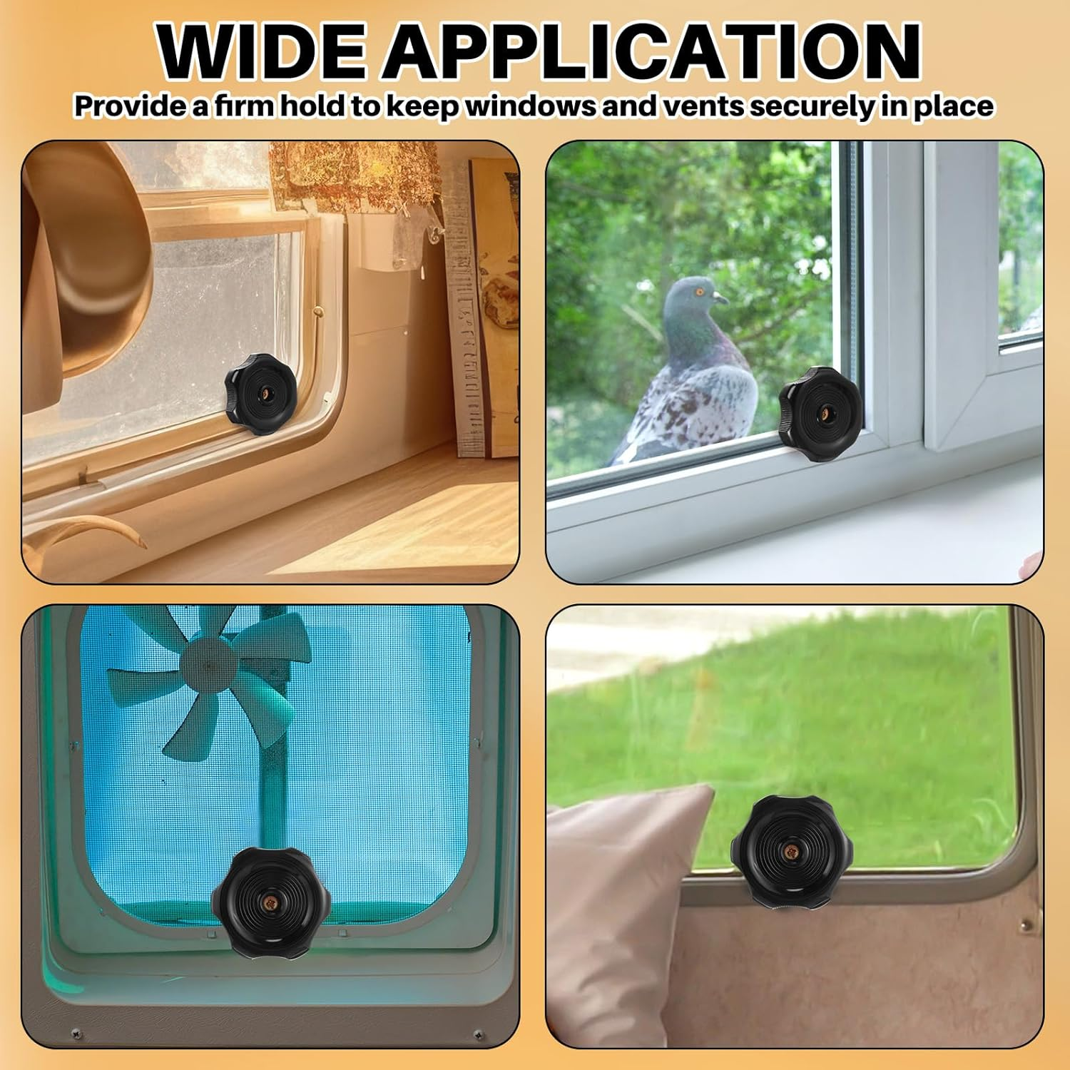 Zonon 12 Pack Shaft Rv Window and Vent Knobs 1" Shaft 2-1/4" Diameter Camper Window Latch Knob with Screws Interior Hardware Accessories Plastic Knob for Rv, Boat, Toolbox Vent Mechanism (Black) image number 1