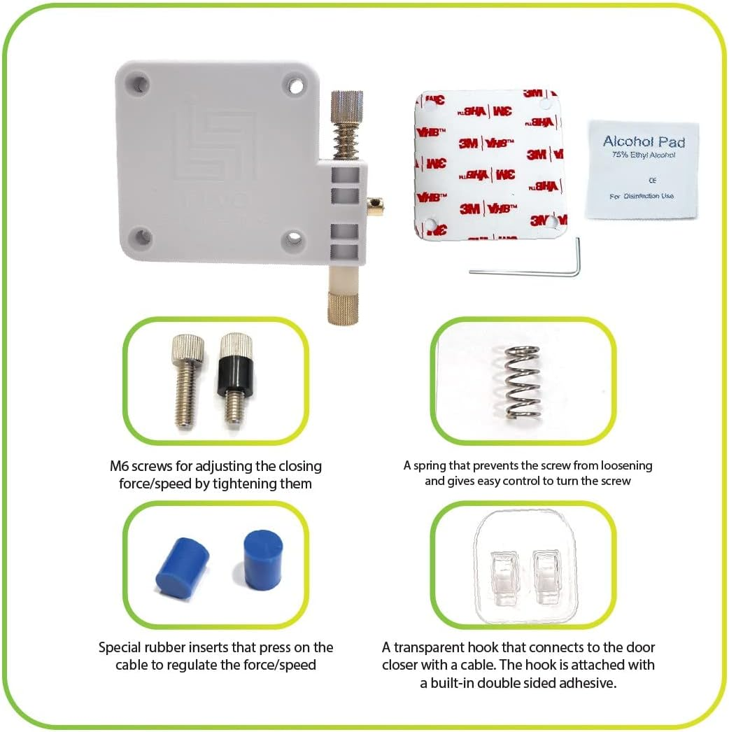 Lily'S Home Automatic Door Closer - Sliding Screen Auto Door Closer. Storm, Gate, Windows and Cabinet Doors Closer, Punch-Free and with Full Control on the Closure Speed and Strength. (2 Pack - White) image number 3