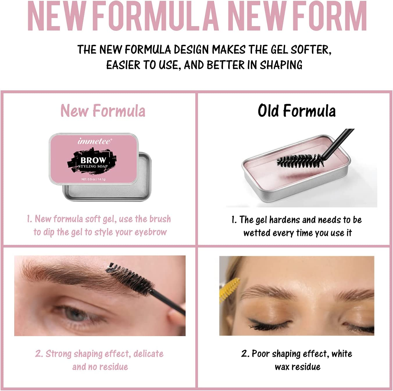 Immetee Brows Soap Kit,Eyebrows Styling Wax,Brows Shaping Soap,Excellent Stereotypes,Long-Lasting Eyebrow Enhancer Gel, 3D Feathery Brows Makeup Balm -10G/0.35Oz(1Pcs) image number 4