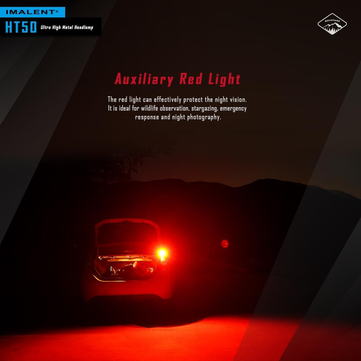 IMALENT HT50 LED Head Torch 3000Lumens Rechargeable Camping Hiking Equipment Waterproof Multifunctional High Intensity Headlamp Two Light （Red & White） Suitable for Wilderness Hiking and Exploration image number 5