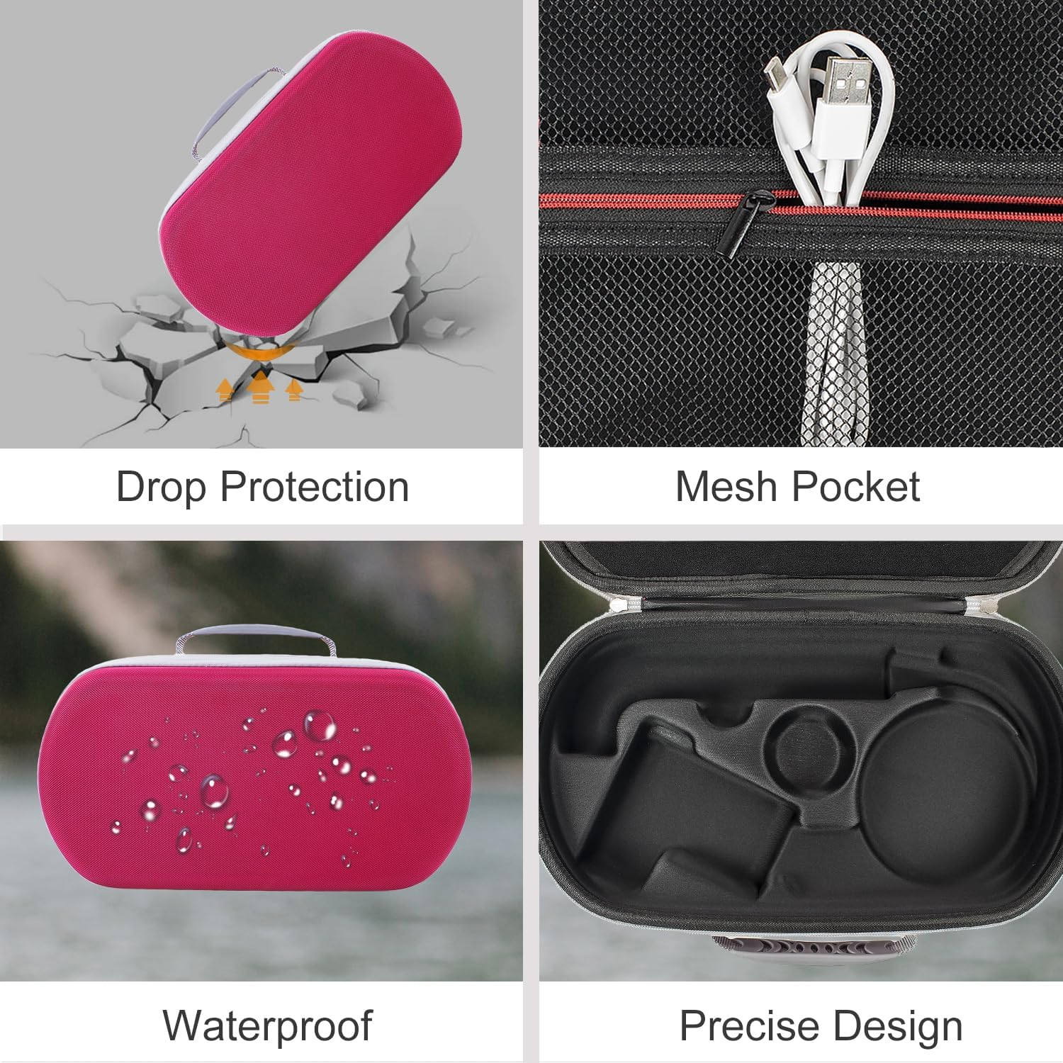 YIIWAY Hard Case Compatible with Dyson Supersonic R Hairdryer HD17, Protective Case Carry Bag, Bag Only - Pink YC86005 image number 3