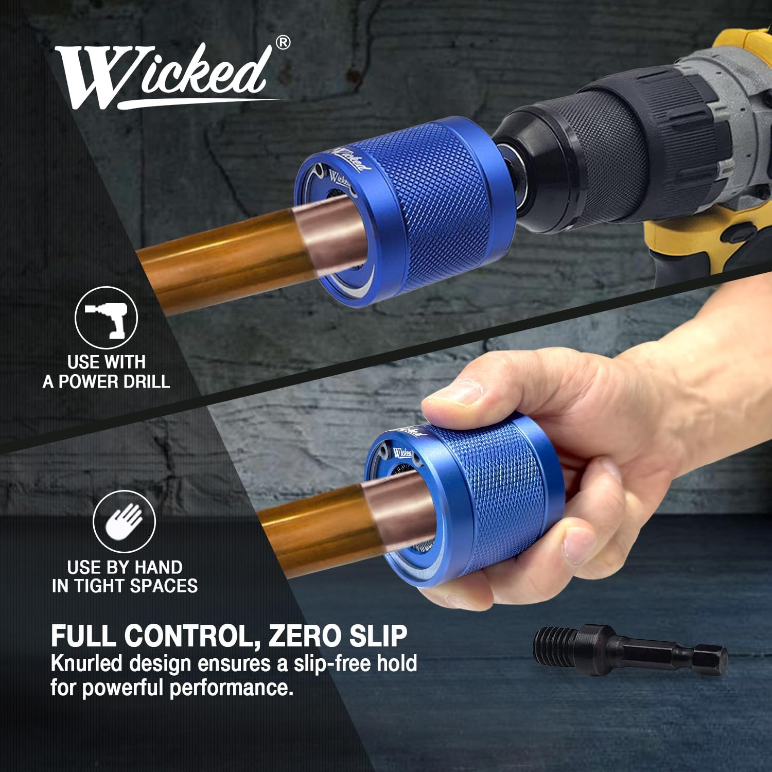 WICKED 1/2&rsquo;&rsquo; Copper Tube Pipe Cleaning Brush Kit; the Professional Plumber&rsquo;S Tool Industrial &ldquo;All Metal&rdquo; Strength Heavy Duty Construction Grade with Replaceable Parts image number 3