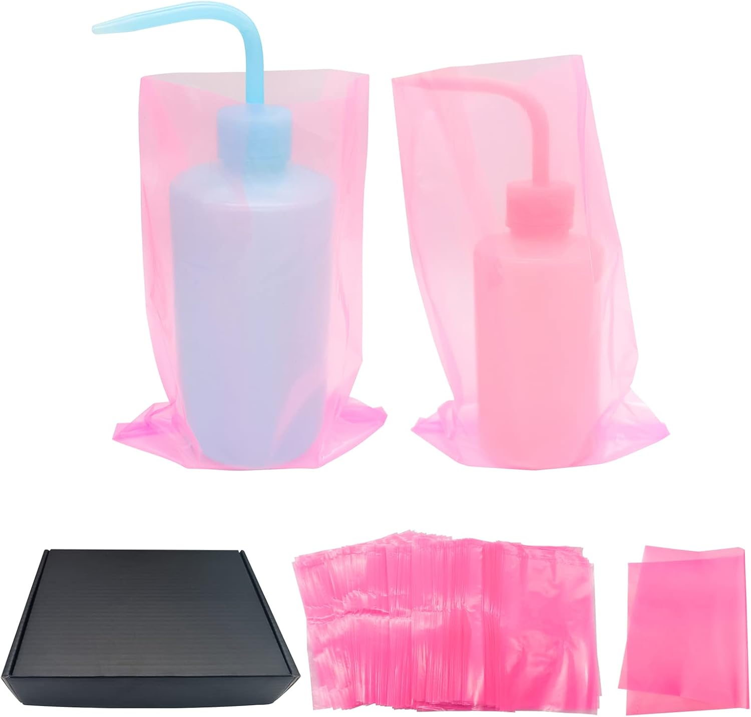 HHUK 250Pcs Tattoo Wash Bottle Bags,6Inx9In Black Thicken Odorless Disposable Squeeze Bottle Bags,For Tattoo Bottles Tattoo Supplies Tattoo Kits (Black)