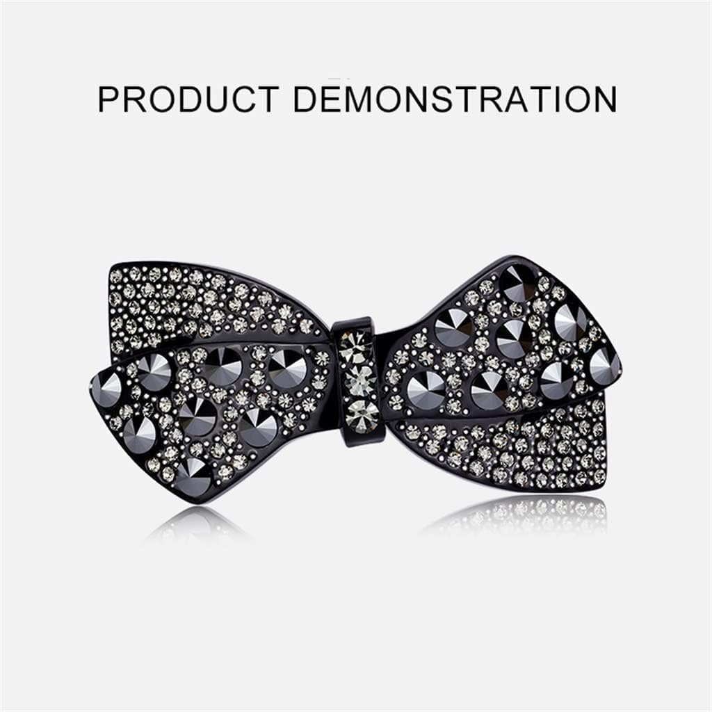 Crystal Hair Accessories,Clips Hairpins,Clip Plate,Black Diamond Series Bow Black Diamond Hairpin Elegant Horizontal Clip Female Hair Accessories on the Back of the Head (Color : A, Size : 8.8 * 4Cm) image number 3