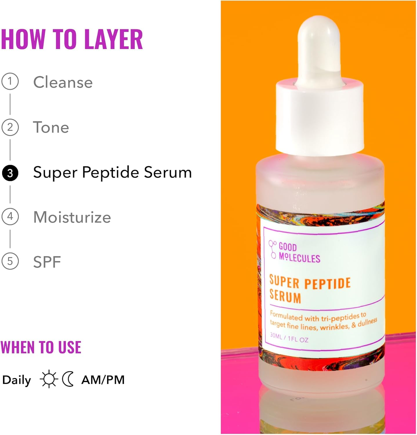 Good Molecules Super Peptide Serum - Anti-Aging Facial Serum with Peptides and Copper Tripeptides to Plump and Firm - Water-Based Skincare for Face image number 2