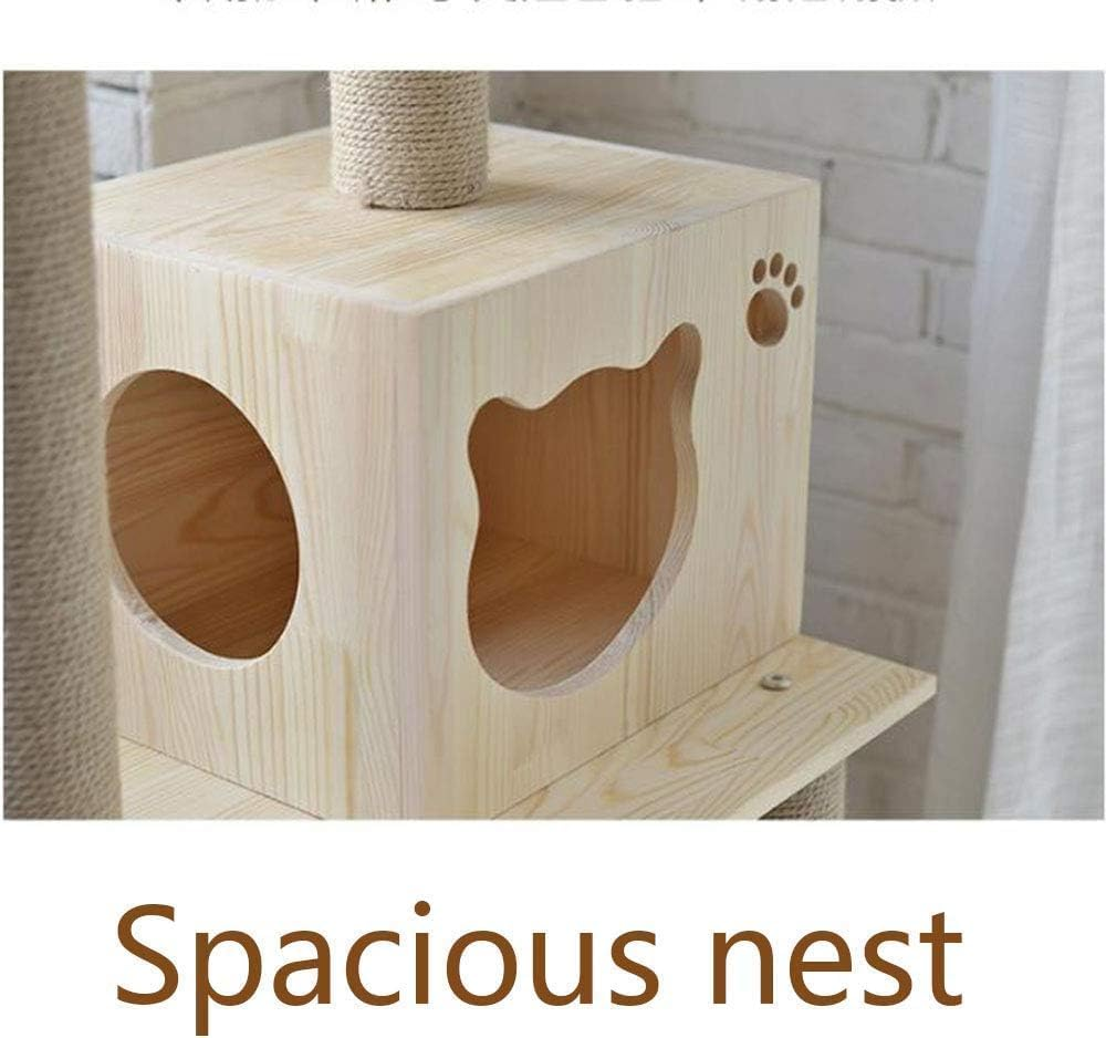 Solid Wood Cat Tree for Cats Stable Cat Tower Bold Sisal Tightly Wound Struts Comfortable Cat Litter Cat Condo image number 1