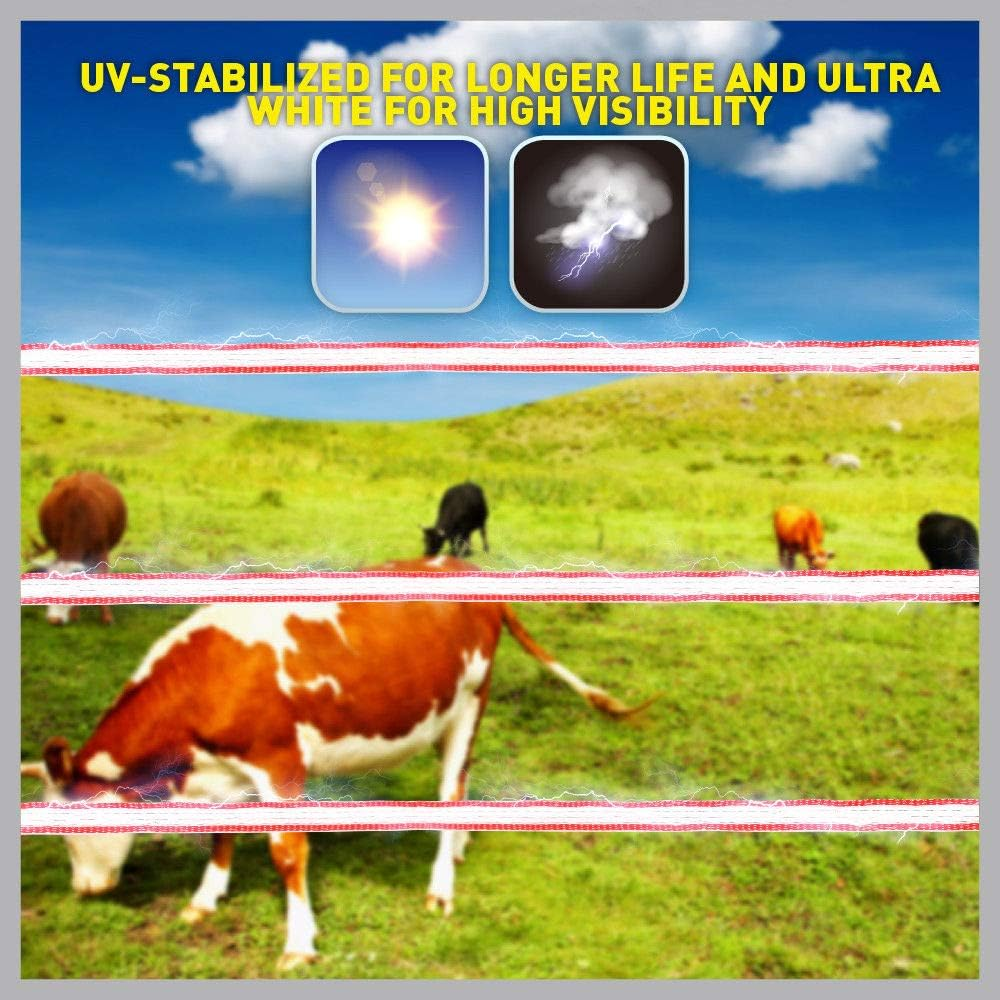 200M Roll Poly Tape Electric Fence Temporary Fencing Kit Stainless Steel Wire image number 1