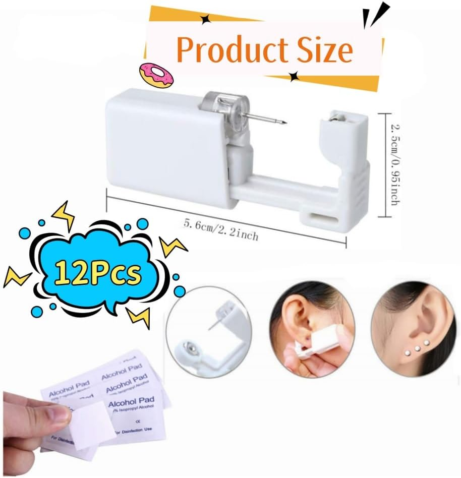 Ear Piercing Kit - 12PCS Portable Gun Set with Stud Earrings, Safety Tool for Men and Women image number 6