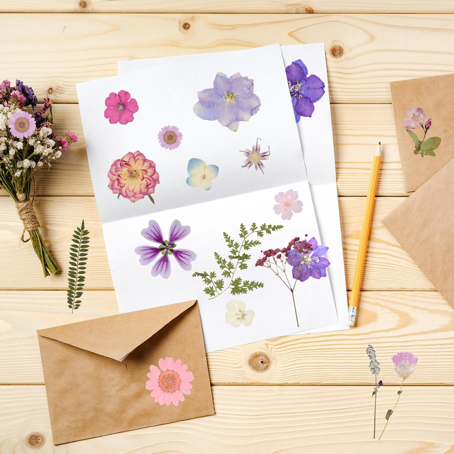 Dried Pressed Flowers Mixed Colorful Daisy Herbs Kit Resin Real Pressed Flowers Natural Dry Leaves Bulk with Tweezers for Making Nails Decoration Scrapbooking DIY Jewelry Candle Crafts image number 6