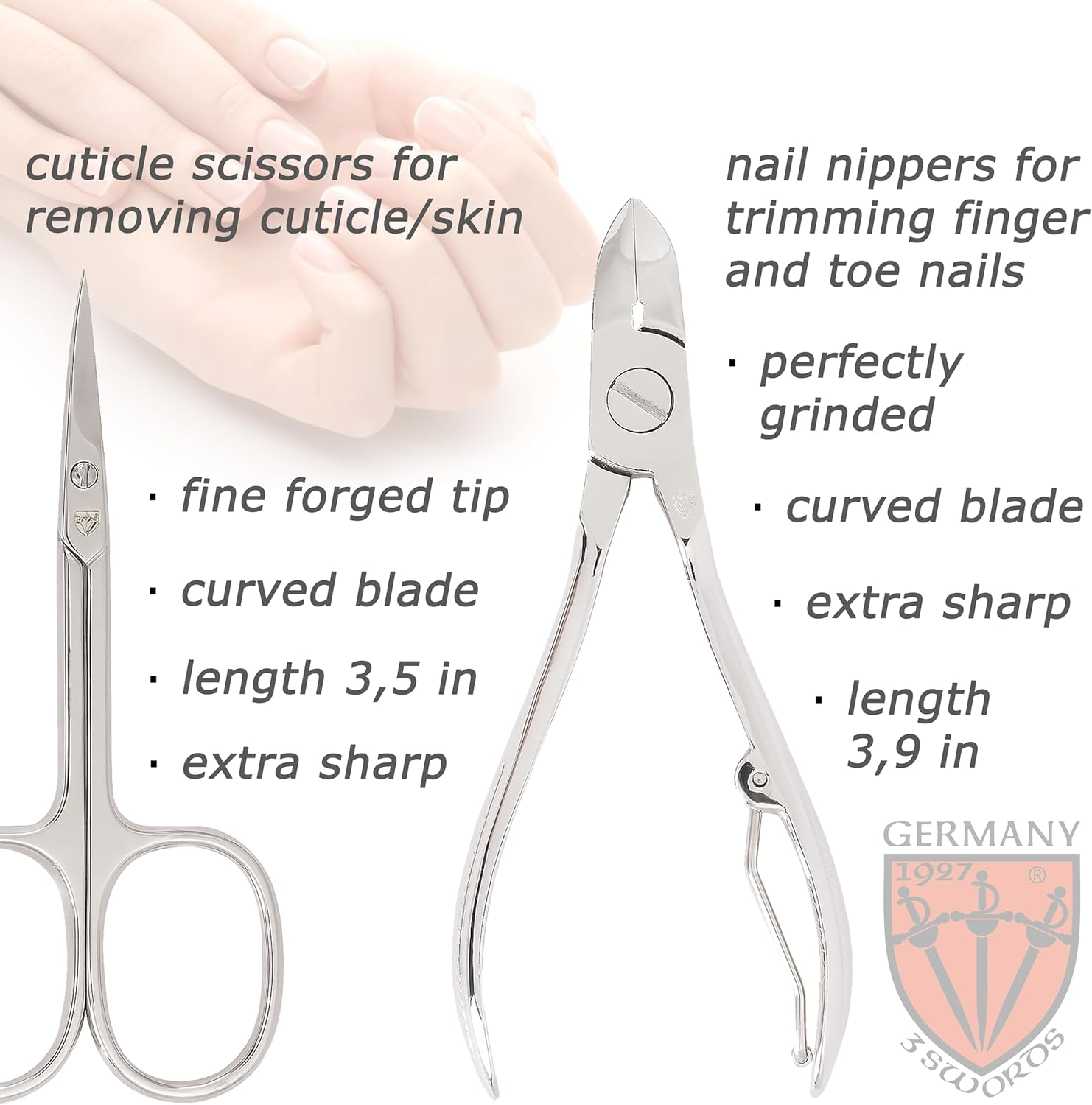 3 Swords Germany - Brand Quality 7 Piece Manicure Pedicure Grooming Kit Set for Professional Finger & Toe Nail Care Scissors Clipper Fashion Leather Case in Gift Box, Made by 3 Swords (84322) - Black/Silver Spots Synthtic Leather image number 2