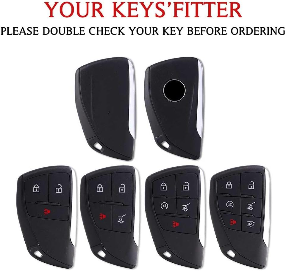 Key Fob Cover Compatible with Chevy Suburban Z71 Silverado 1500 GMC Yukon Denali Sierra 1500 Buick Envision Avenir 2022 2023 2024, 2024 Silverado Sierra 2500HD 3500HD (Blue) - White image number 4
