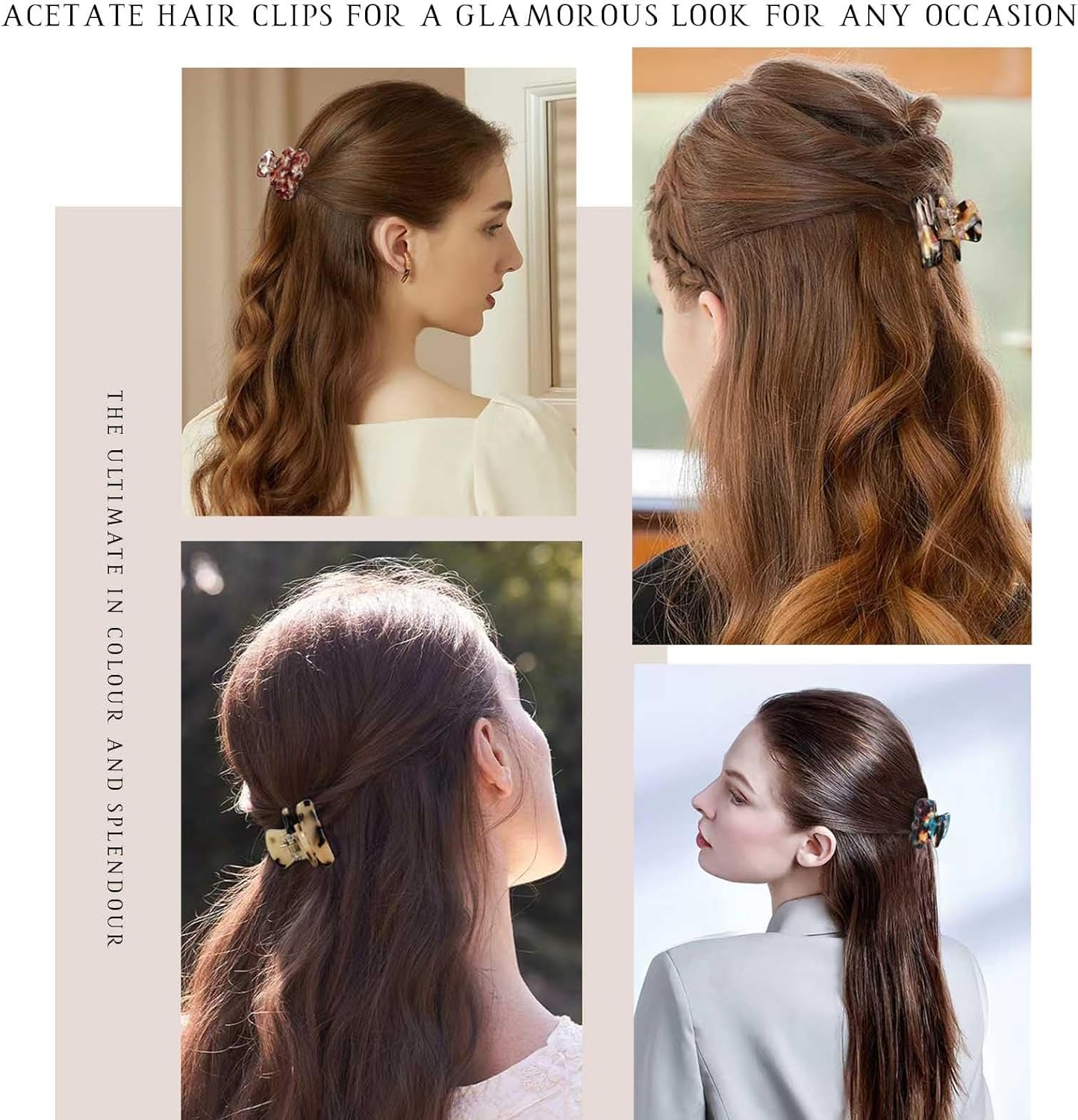 Kavya Pack of 6 Women'S Hair Clips, Small Square for Thin Hair, Non-Slip Hair Clips, Tortoiseshell Acetate Leopard Hair Clips for Women and Girls - Set 1 image number 2