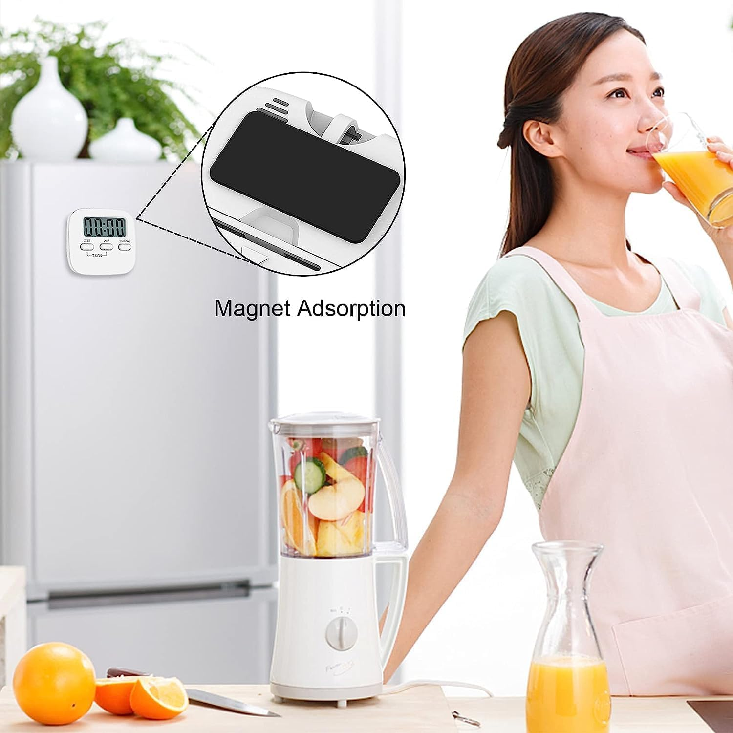 Mumoo Bear Kitchen Timer Large LCD Display Screen,Digital Kitchen Timers for Cooking, Magnetic Stopwatch Timer with Loud Alarm Countdown Clock (White) image number 5