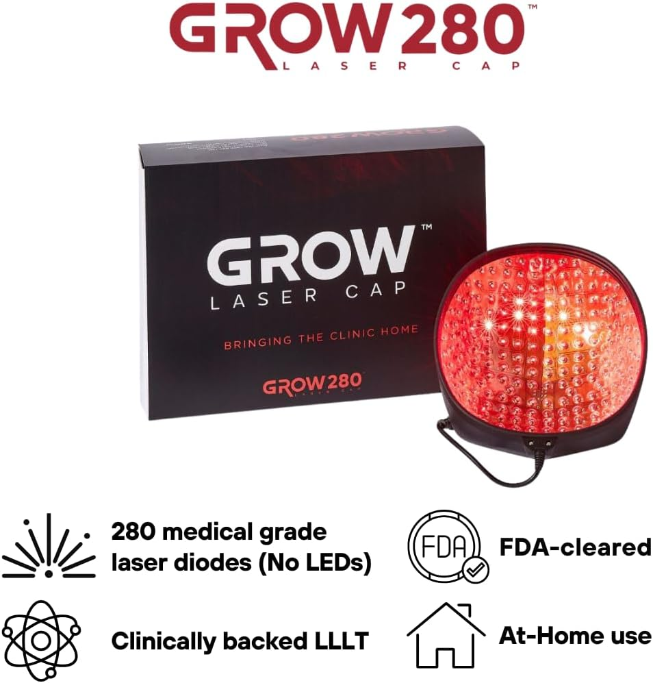 Grow Laser Cap 280 Medical Grade Laser Diodes for Hair Regrowth Men and Women, FDA Cleared, At-Home Hair Loss Regrowth Device, Low Level Laser Therapy (LLT) image number 2