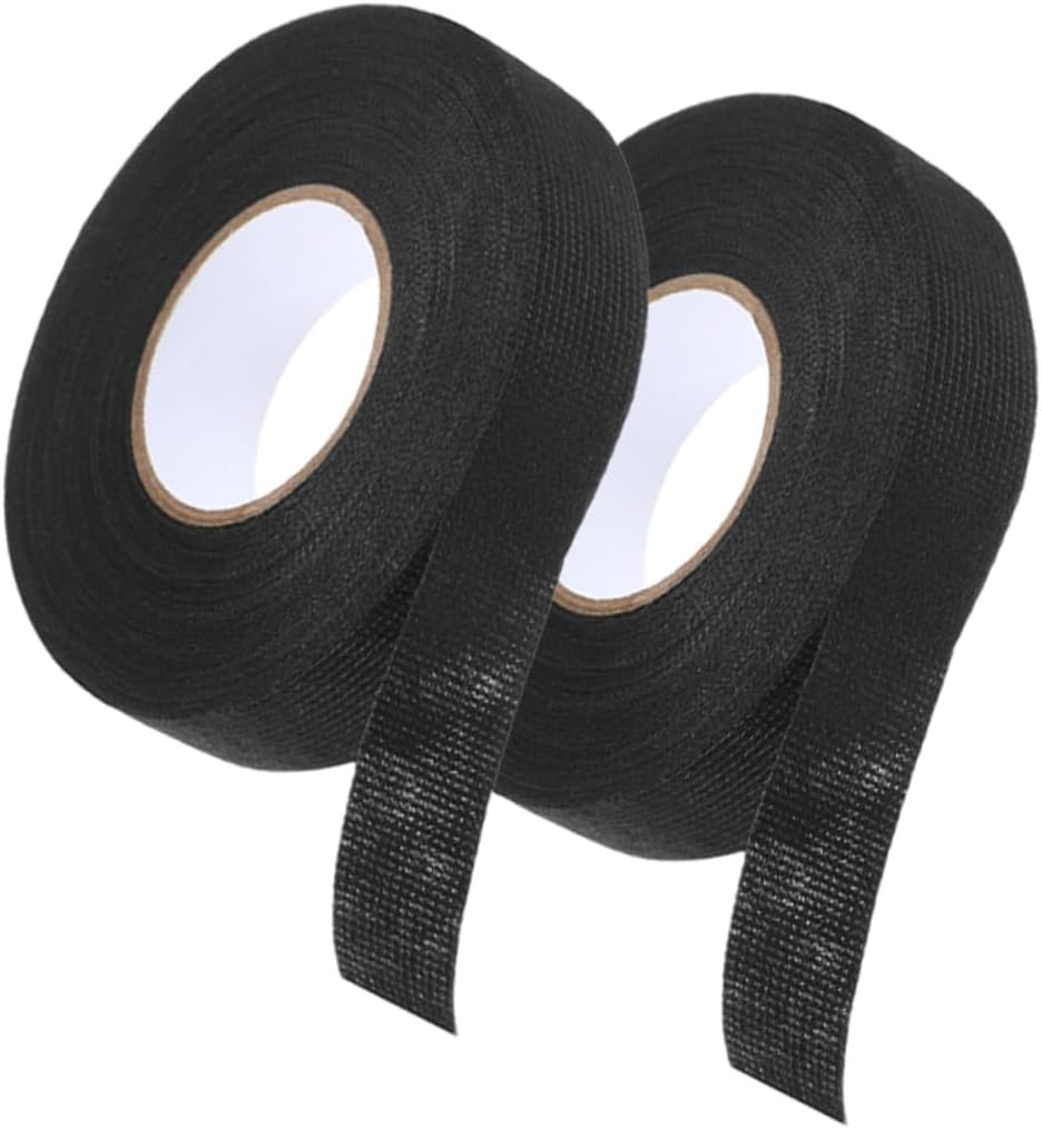 High Temperature Resistant Cloth Tape for Automotive Wiring Harnesses 2 Rolls 15Mm X 15M Noise Damping and Insulation Black Fabric Adhesive Tape