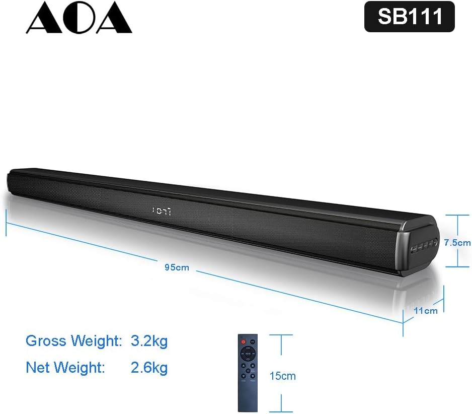 AOA SB111 2.1CH SOUNDBAR + SUBWOOFER HDMI ARC Bluetooth 5.0 Remote Optical image number 2