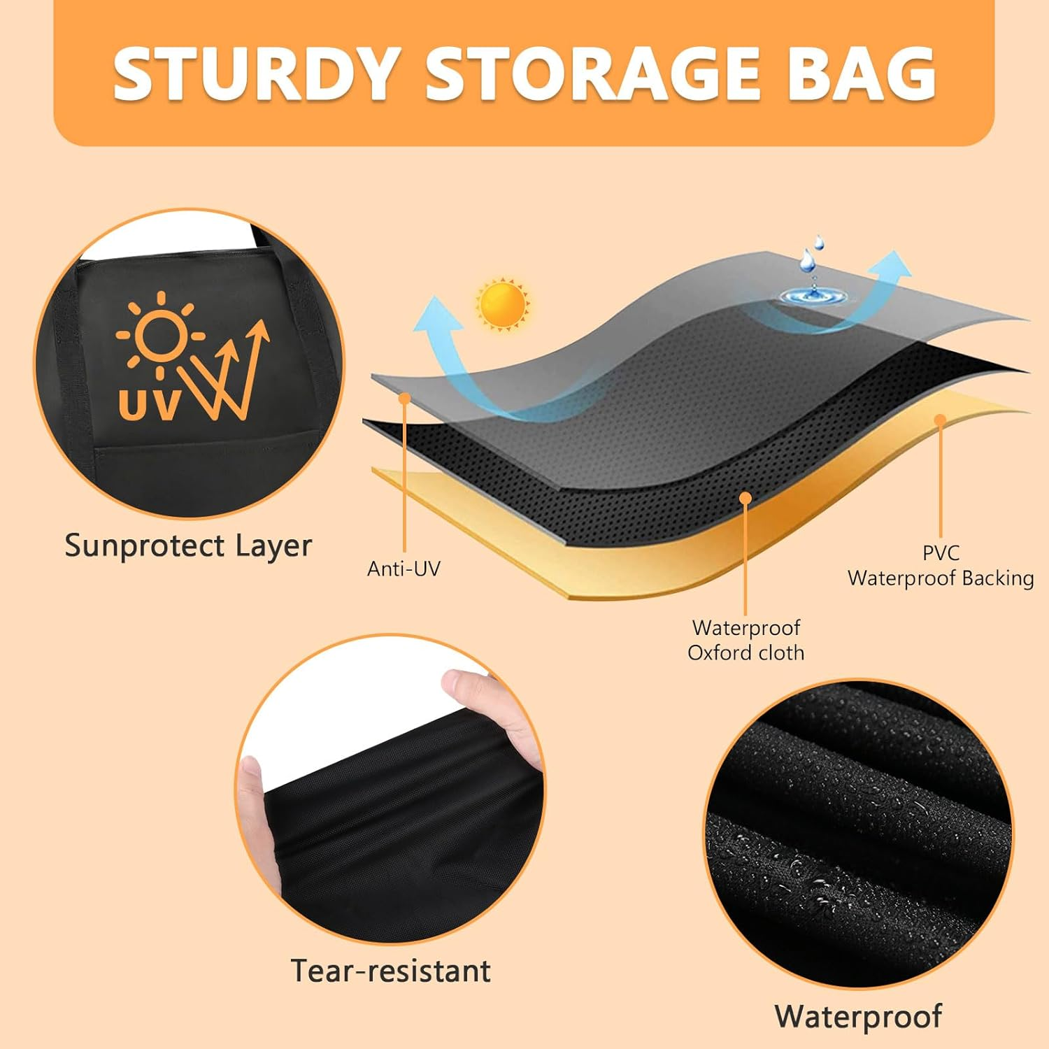 Griddle Cover Compatible with Weber Spirit 300 Series (Only Cover),Waterproof Cover for Weber Genesis 300 Series Griddle,Full-Size Storage Bag for Flat Top Griddle - (26X1.5X19In) image number 4