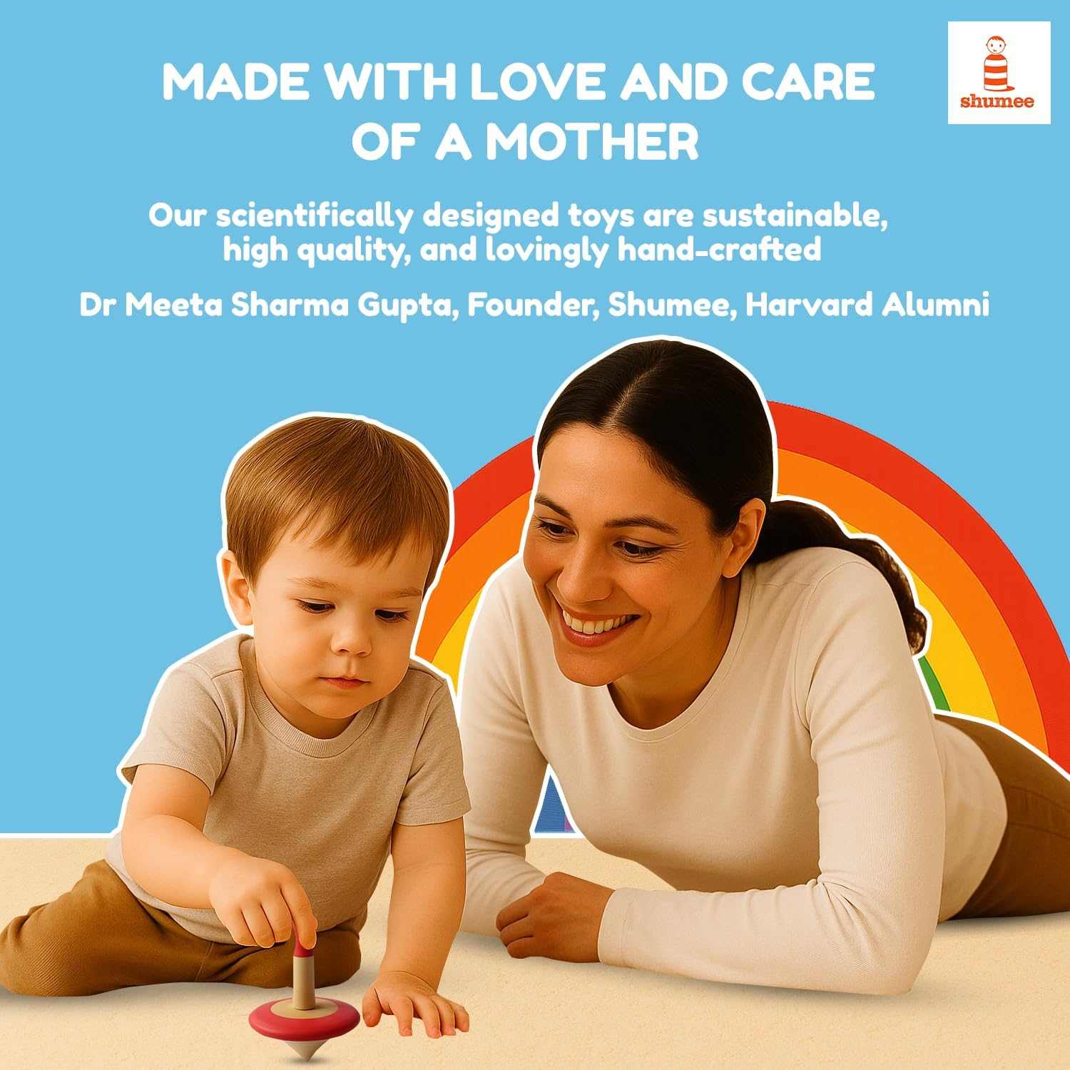 Shumee Wooden Spin Tops (3 Years+) - Curiosity & Fine Motor Skills (3 Pieces)