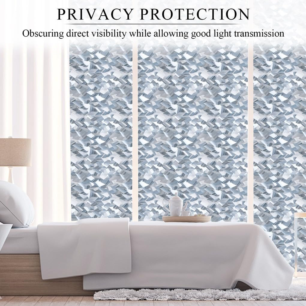 Arthome Privacy Window Film,45X254Cm 3D Crystal Window Tint,Refraction Glass Film,No Glue Remoable Static Cling Anti-Uv Window Sticker Self-Adhesive Vinyl Window Covering for Home Office Decor&hellip; image number 3