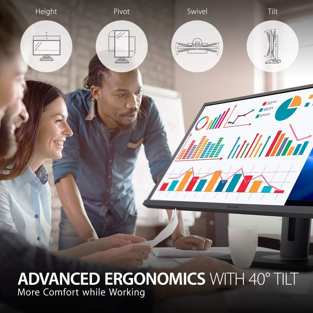 Viewsonic VG3456 VG Series Ultra Wide Quad HD LED Widescreen Ergonomic Monitor, 86.6 Cm Size, Black