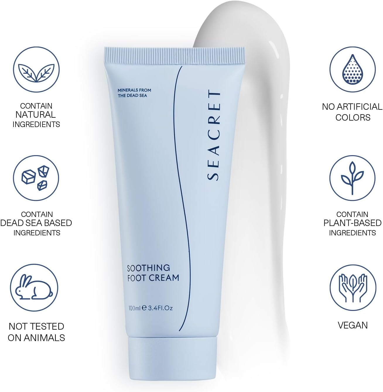 SEACRET Foot Cream - Enriched with Tea Tree Oil, Shea Butter, Cocoa Butter, Olive Oil, and Dead Sea Minerals image number 4