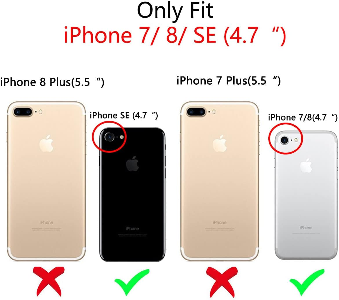 Fycyko Compatible with Iphone 7/8/SE Case with Phone Charm Srap, Cute Bear Love Heart Pattern with Pearl Bracelet Chain Sparkly Phone Case Camera Protect Pink image number 2