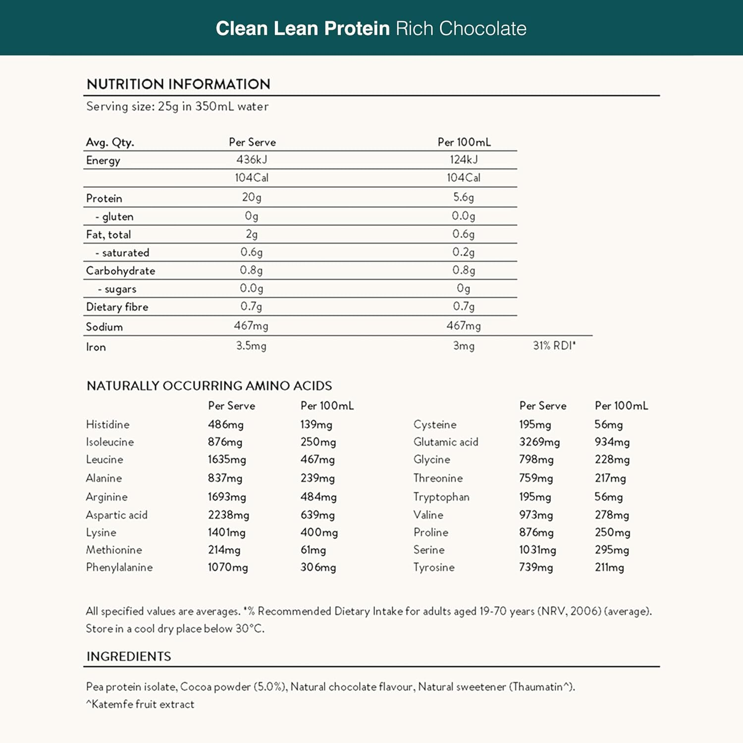 Nuzest - Pea Protein Powder - Clean Lean Protein - Vegan Protein Shake - Plant-Based Low Calorie & Low Carb - Gluten Free - Dairy Free (250G, Chocolate) image number 2