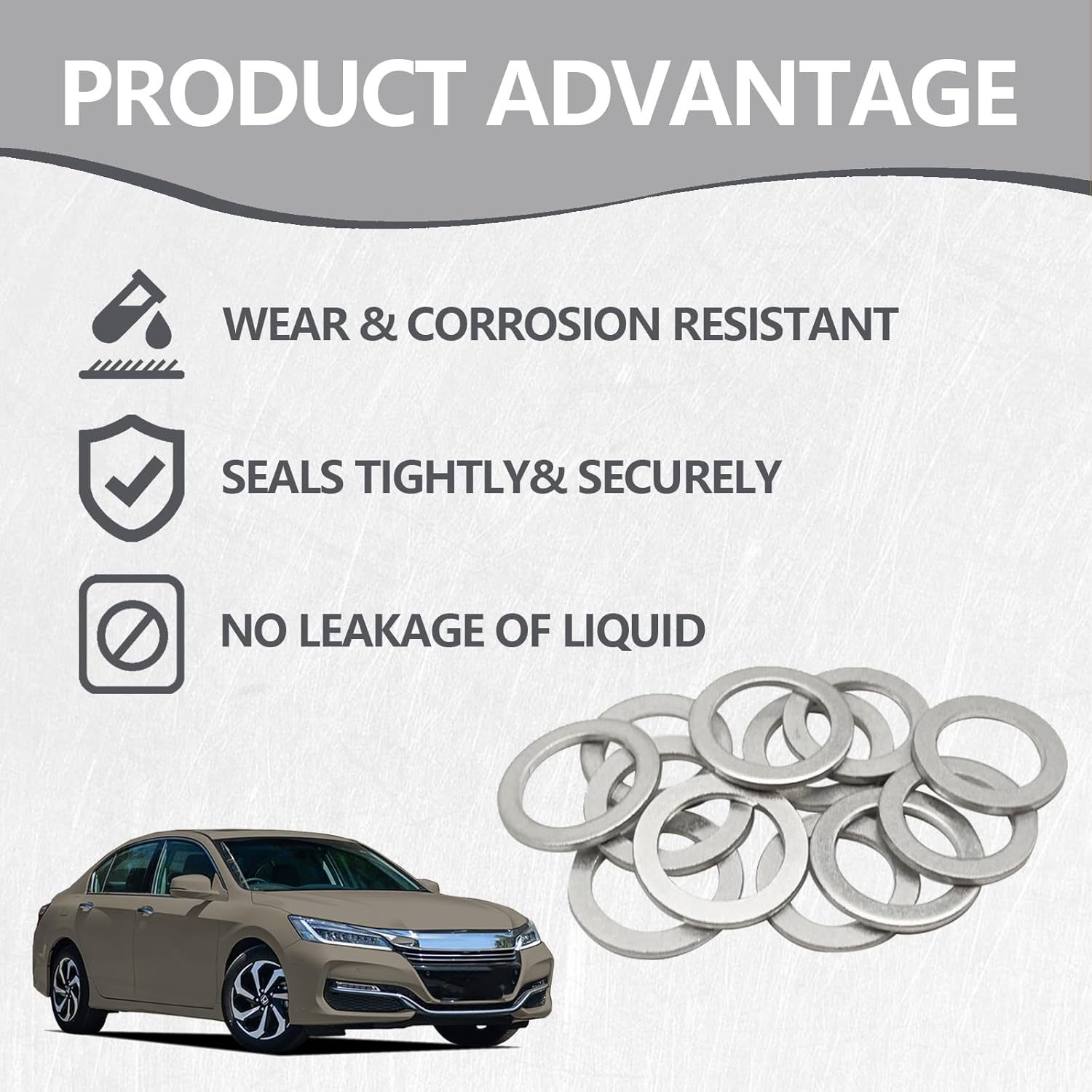 6Pcs Transmission Fluid & 6Pcs Rear Differential Oil Drain Plug Washer Gasket Seal - 20Mm+18Mm Replacement for Honda Acura Civic Accord Odyssey CRV Pilot Fit, OEM PN Part# 94109-2000 & 90471-PX4-000 image number 3