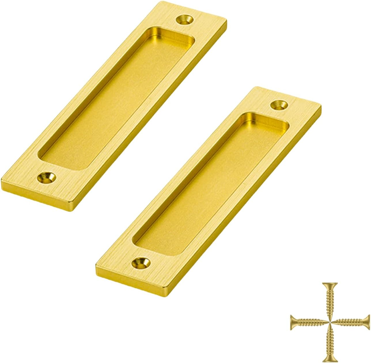 INCAUCA 2 Pack Barn Door Handles, 6 Inch Flush Door Pull, Recessed Door Handles, Sliding Closet Door Finger Pull, Rectangular Flat Plate for Pocket Door Drawer Cabinet Cupboard (Gray)