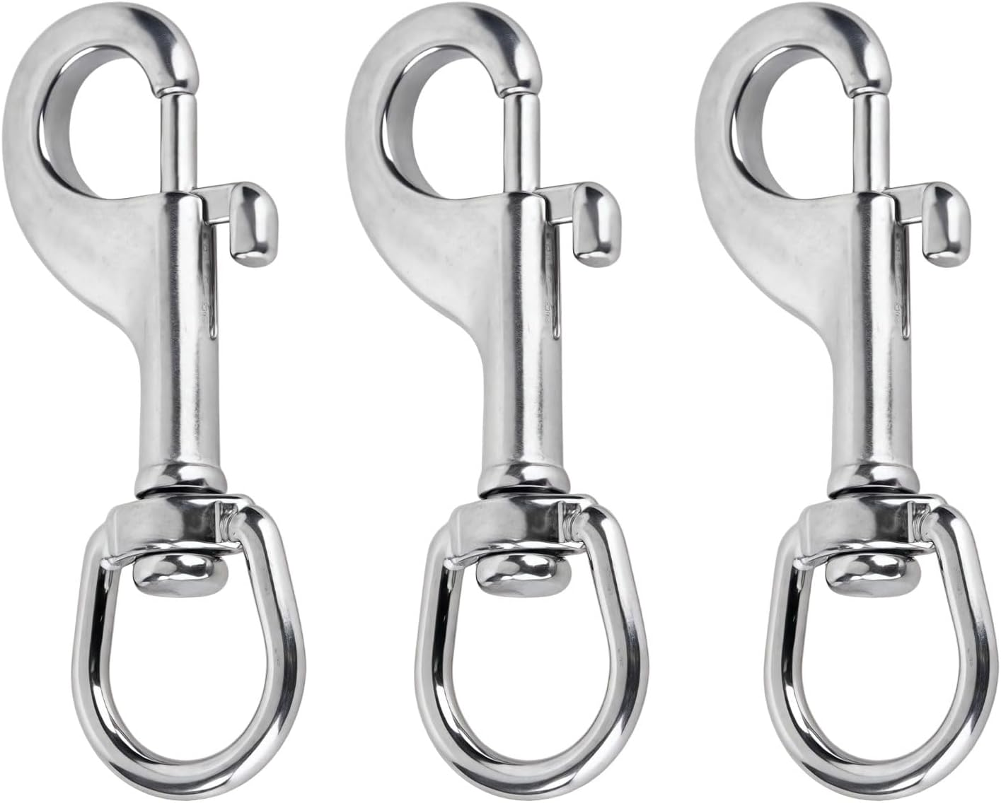 3Pcs Snap Hooks, Stainless Steel 316 Swivel Snap Hooks Heavy Duty, Single-Ended Marine-Grade Diving Bolt Spring Bolt Snap, for Diving, Flagpole Rope, Dog Leash, Camera Strap, Clothesline
