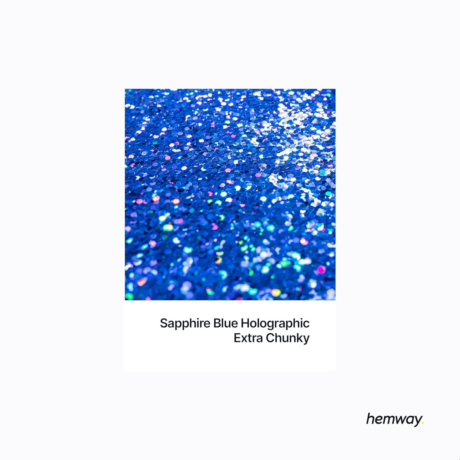 Hemway Sapphire Blue Holographic Glitter Extra Chunky 120G/4.2Oz Powder Metallic Resin Craft Glitter Flake Sequins for Epoxy Tumblers, Hair Face Body Eye Nail Art Festival, DIY Party Decorations Paint image number 1