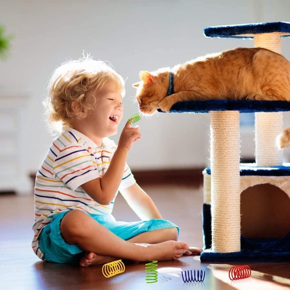 Jognee Pack of 20 Cat Toys, Cat Feather Toy, Spiral Feathers Made of Plastic, Spiral Cat Toy, Toy Spiral Feathers Novelty Pet Toy, Colourful Spiral Spring Spiral for Cats image number 6