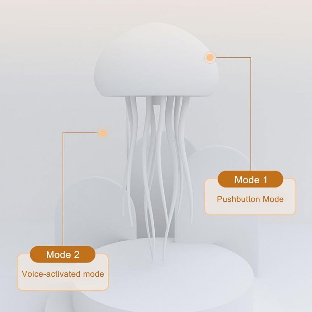 Bedside Bedroom Companion Light Voice Control Type-C Charging Jellyfish Shape Baby Night Light RGB Gradient Flexible Tentacles for Bedroom Home Decor image number 2