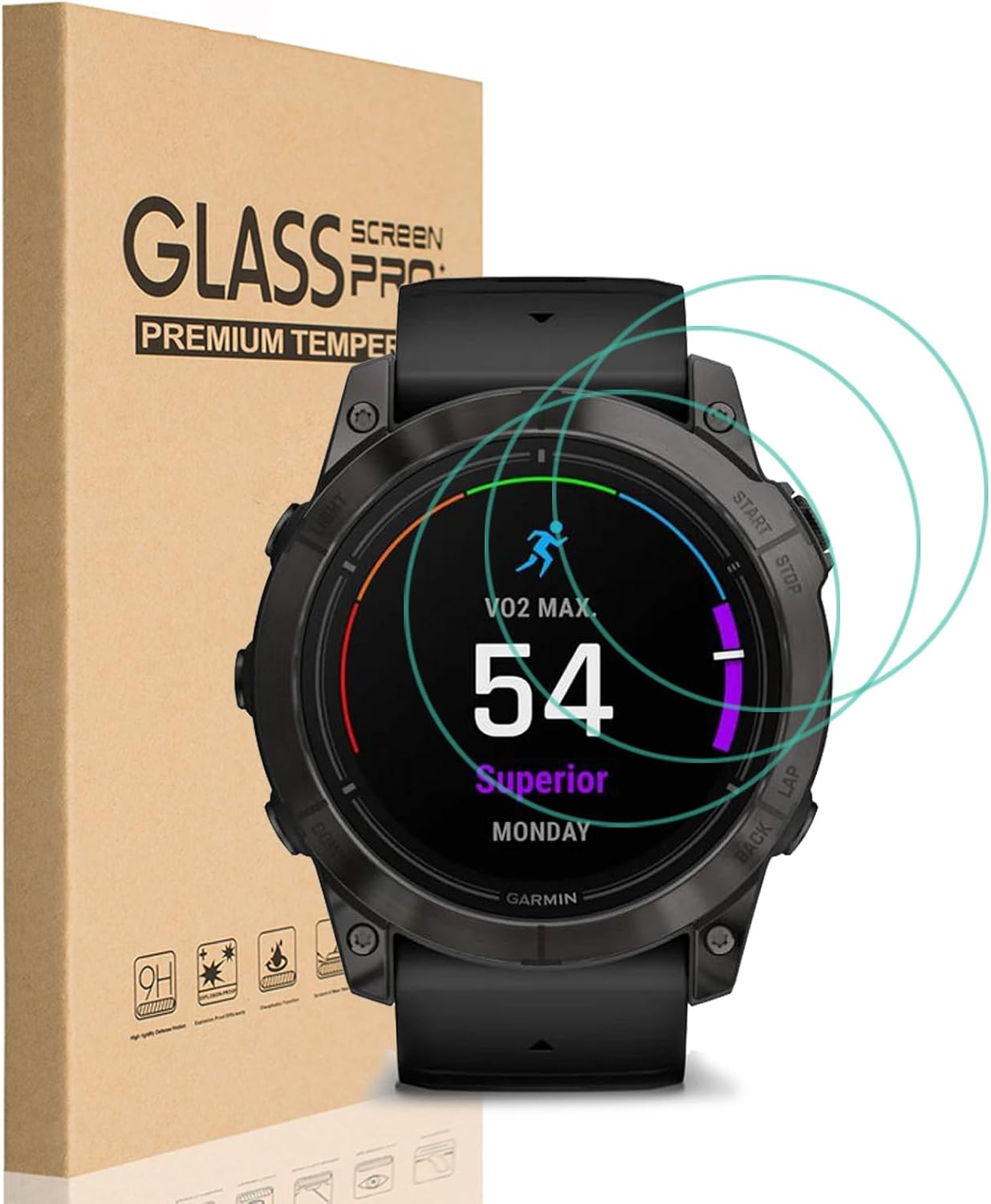 HEYUS [3 Pack] for Garmin Epix Pro (Gen 2) 51Mm Screen Protector, 9H Hardness Scratch Resistant Tempered Glass Protective Film Cover for Garmin Garmin Epix Pro 51Mm image number 1