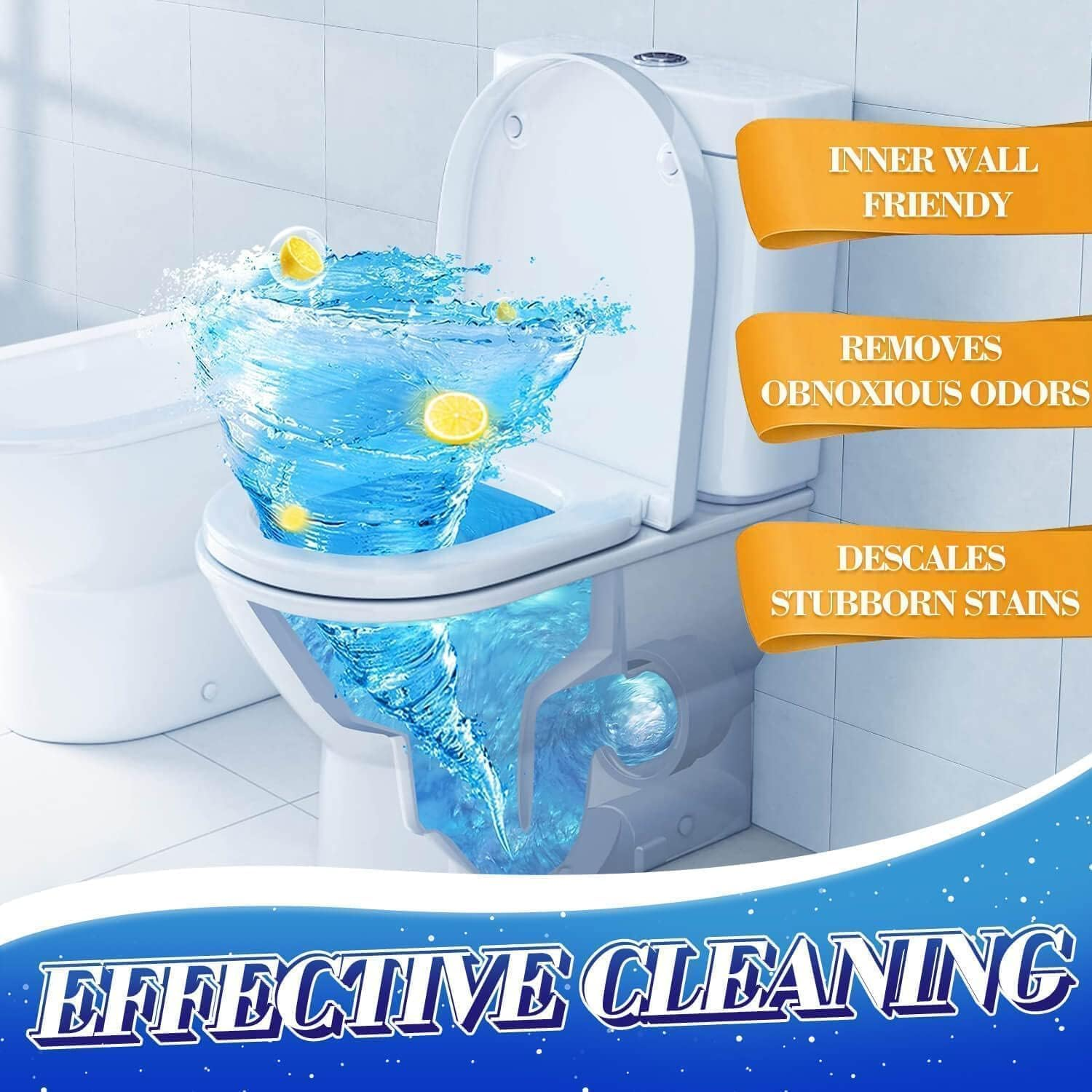 NATRUTH 20PCS Toilet Bowl Cleaner,Toilet Cistern Blocks,Long-Lasting Bathroom Cleaner Tablets,Powerful Rim & Bowl Cleaning,Lemon Scent,Individually Packaged image number 4