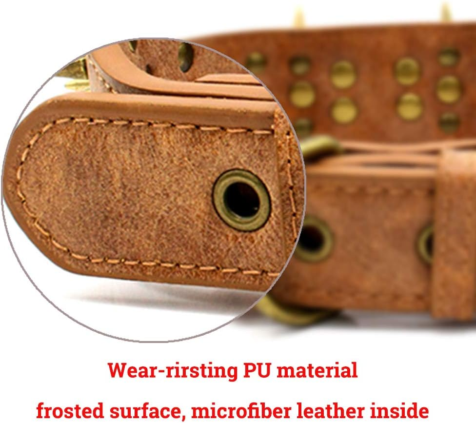 The Mighty Large Spiked Studded Dog Collar - Protect Your Dog'S Neck from Bites, Durable & Stylish, for Large Dogs (Brown L) image number 5