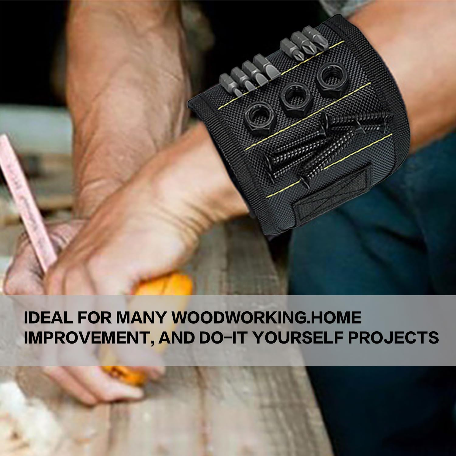 Kaoruo Magnetic Wristband &ndash; Strong Magnet Wrist Strap for Holding Screws, Nails, Drill Bits & Small Tools &ndash; Adjustable Tool Wristband for DIY, Woodworking & Home Improvement image number 4