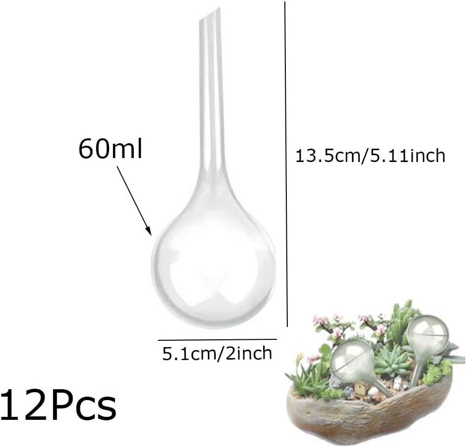Esforzarse 12 Pcs Plant Watering Bulbs, Clear Plant Self-Watering Globes, Automatic Water Device for Garden Indoor Outdoor(13.5 &times; 5.1 Cm) image number 2