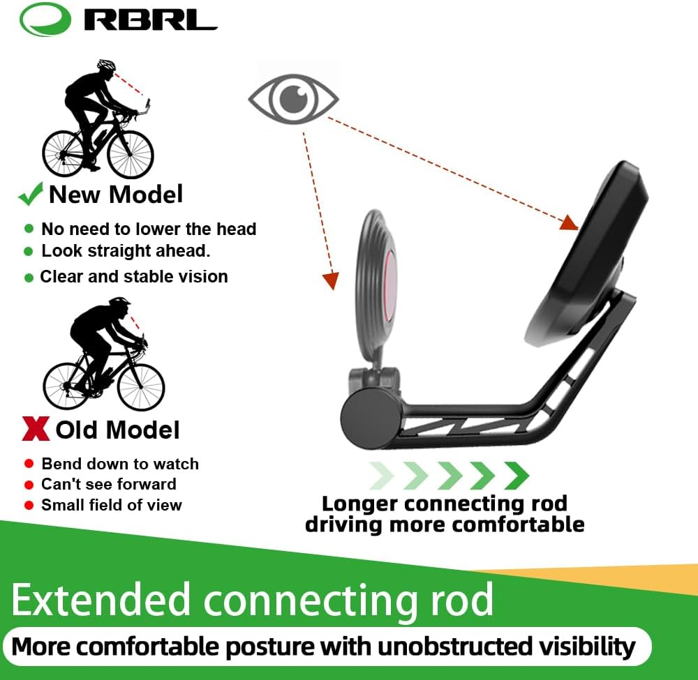 RBRL Bike Mirror Rotatable HD Safety Convex Bar End Mirror, Scratch Resistant Wide Angle Bicycle Shatterproof Side Mirrors, Mirrors for Electric Bikes Universal (Right) (RM12E-1) - Right image number 5