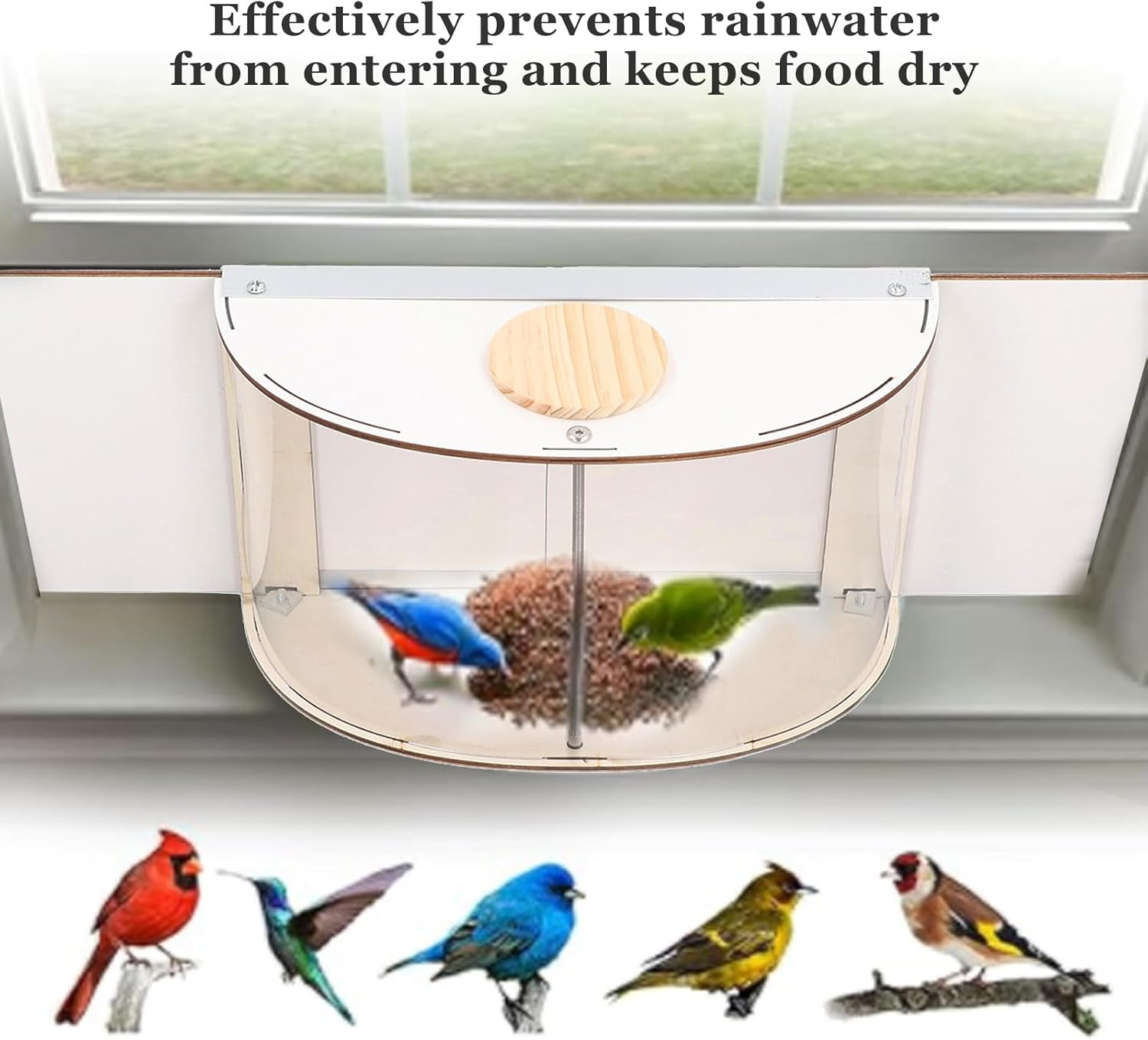 Gugxiom Window Bird Feeder with 180&deg; Clear View, Window Insert Bird Feeder with Adjustable Inlet Size, Clear Bird Feeders for Window Viewing image number 3