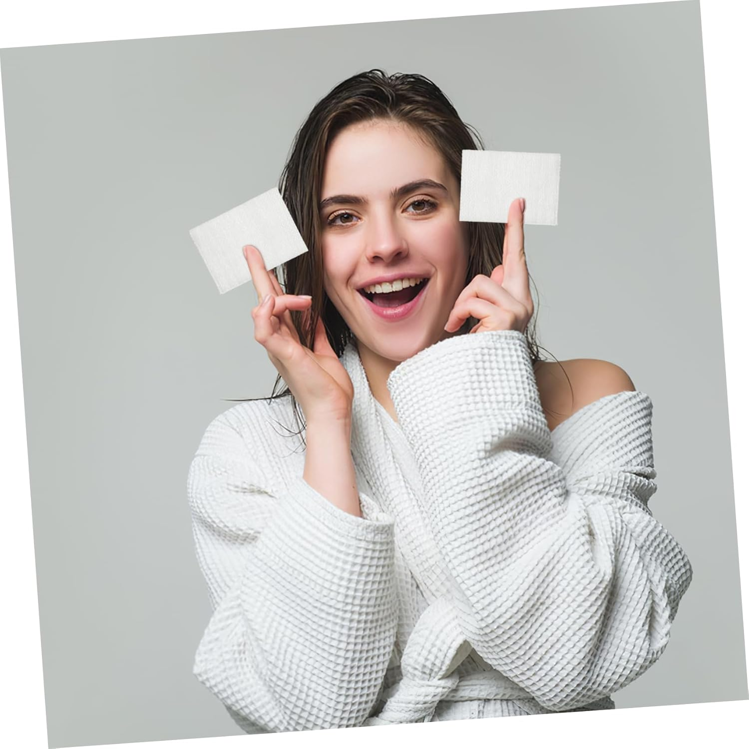 MERRYHAPY 10Packs Makeup Removal Cotton Pads Cotton Facial Body Cleansing Comfortable Absorbent for Women image number 3