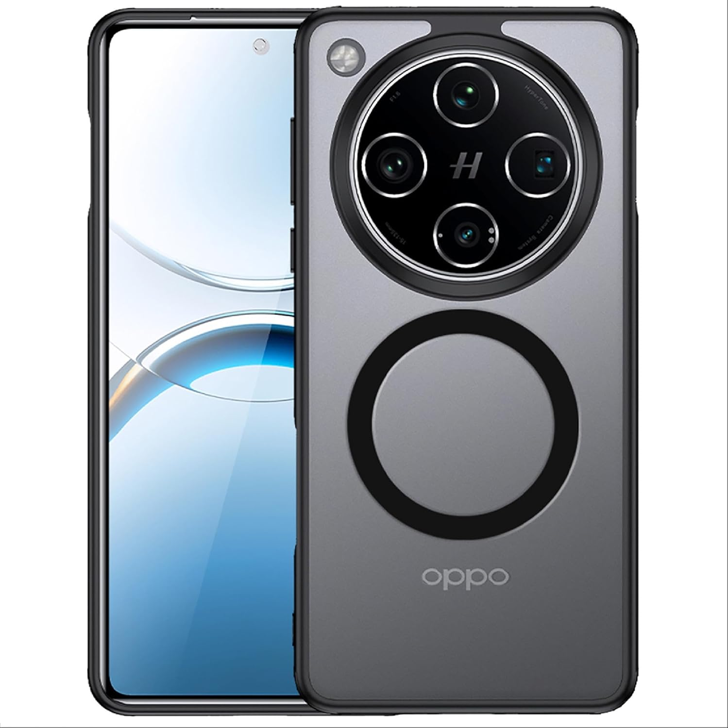 GIOPUEY Magnetic Mobile Phone Case for Oppo Find X8 Case, Case Compatible with Magsafe, Matte PC Back + TPU Bumper Shockproof Protective Case - Black