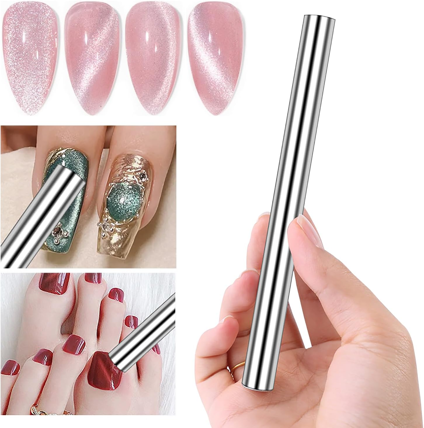1 Piece Silver Cat Eye Magnet Double-Ended Strong Nail Magnet Stick for Cat Eye Gel Nail Polish image number 2