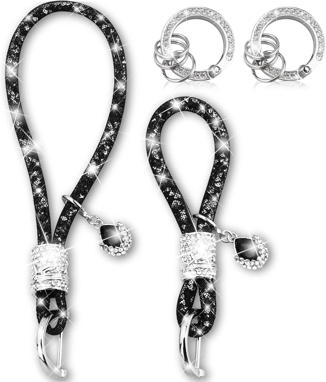 Cute Wrist Car Keychain for Women, Crystal Keychain Accessories，Bling Wrist Lanyard for Keys, Car Key