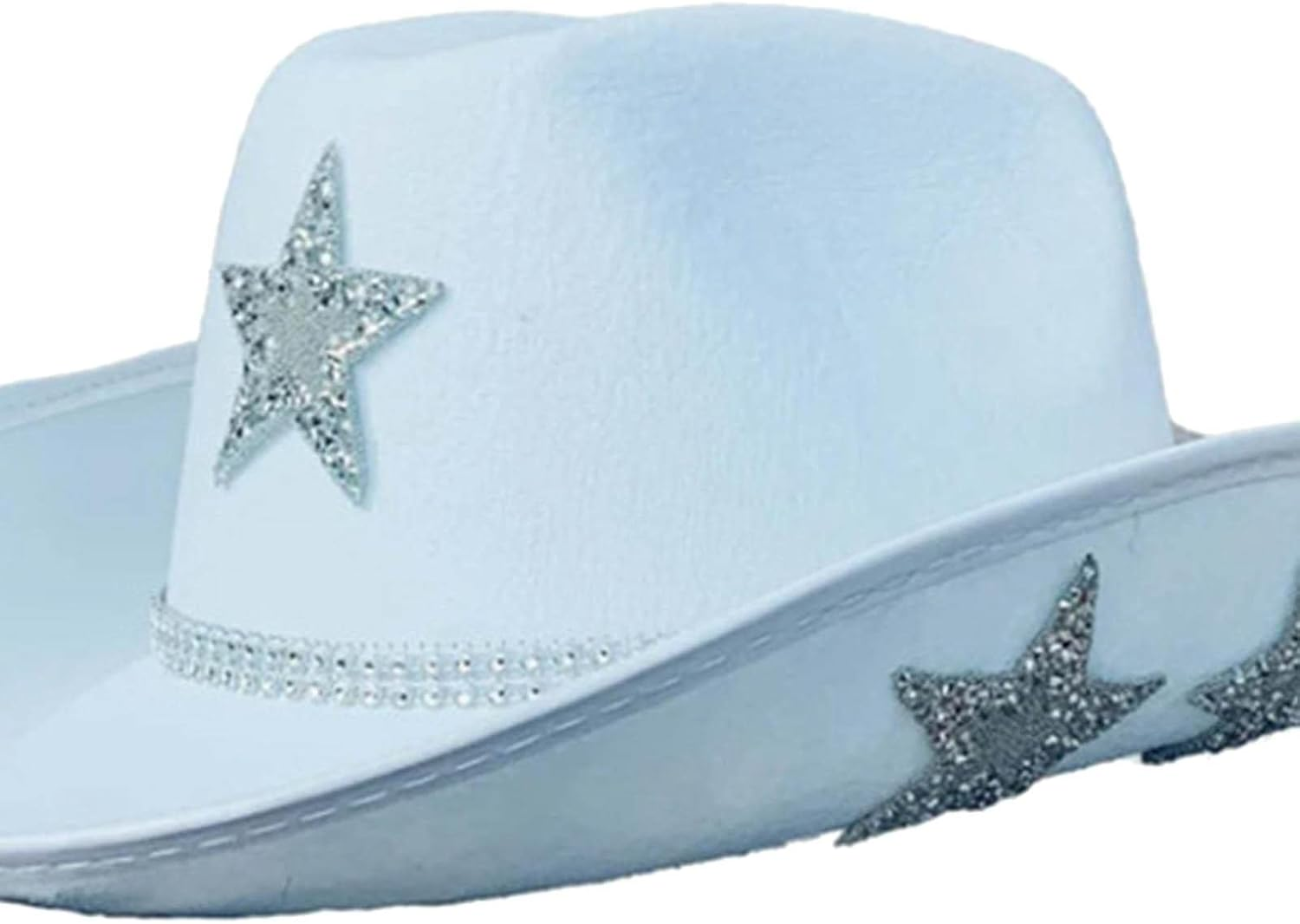 White Hat, Women Cowboy Hats with Sequin Star, Cowboy Costume Accessories for Adults Party Hat Dress Up image number 6